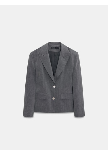 Dilvin 60774 Fitted Kesim Vatkalı Blazer-gri Gri