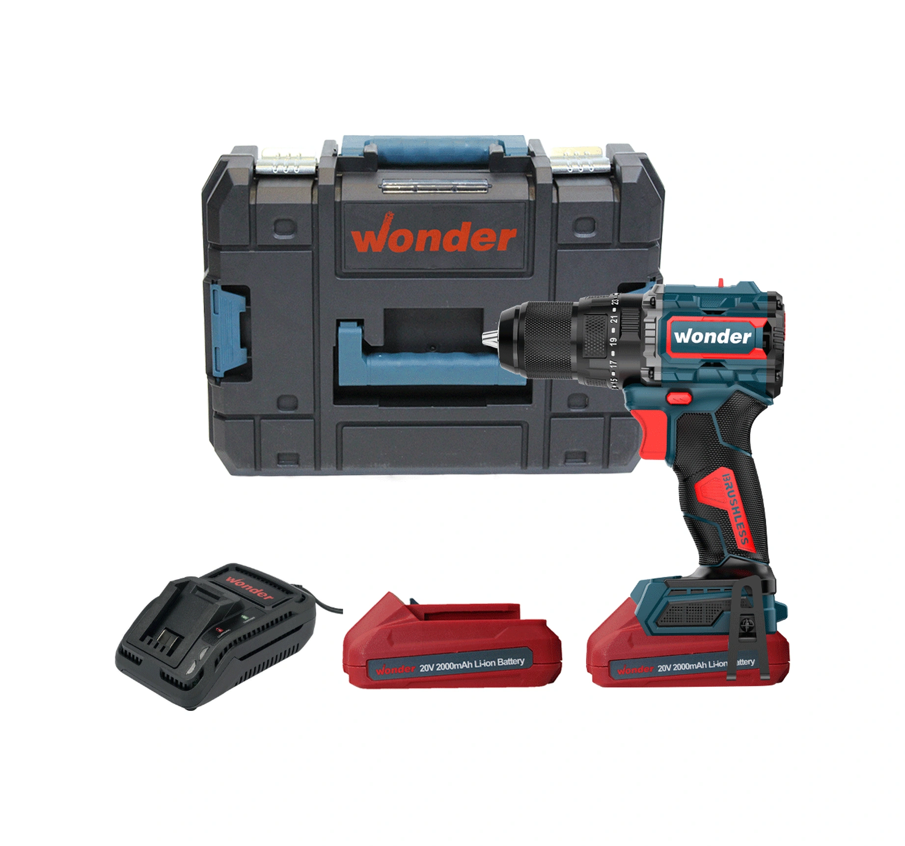 Wonder WAM26S2 20V 2.0AH Li-ion Çift Akülü Kömürsüz Darbeli Matkap