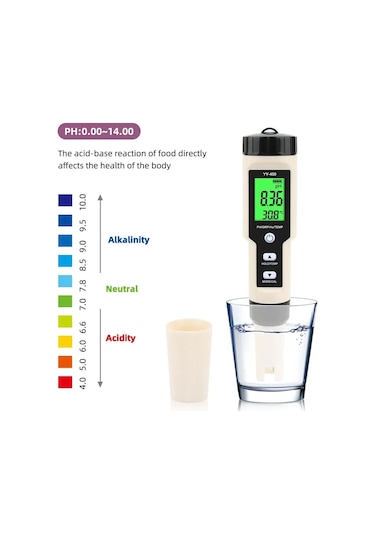 Yy-400 4'ü 1 Arada Su Kalitesi Test Kalemi, Hidrojen İyon İçeriği, Arka Aydınlatmalı Hidrojen Zengini Test Cihazı, Hidrojen Zengini Su Test Kalemi.