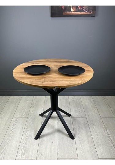 Saray Ceviz Yuvarlak Mutfak Masası Yemek Masası Balkon Masası Metal Siyah Ayak 80 Cm Saray Ceviz Yuvarlak Mutfak Masası Yemek Masası Balkon Masası Metal Siyah Ayak 80 Cm