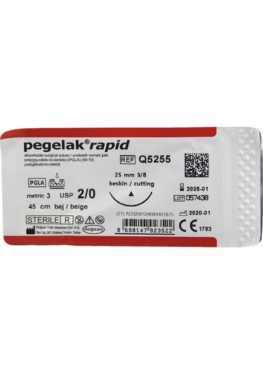 Doğsan 2/0 25 MM Keskin 3/8 75 CM Emilebilir Cerrahi İplik