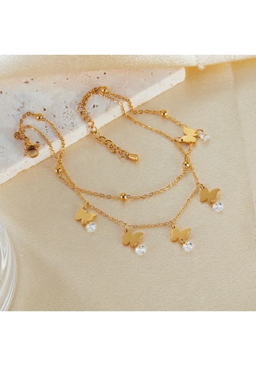 Sones Opk Gz200 Çift Katmanlı Paslanmaz Çelik Kelebek Bileklikler Altın