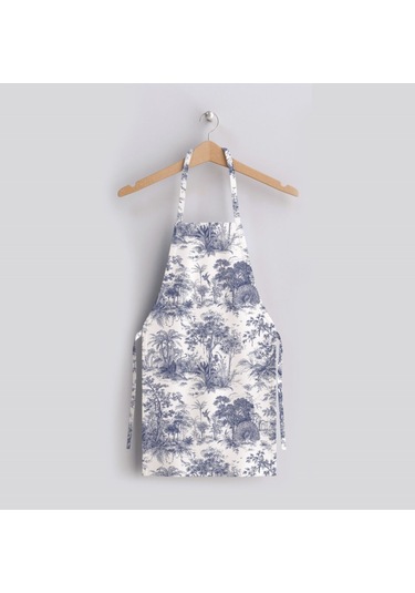 Mavi Saklı Bahçe Mutfak Önlüğü Keten Kumaş, Uluslararası Yıkama Ve Solmama Sertifikası Çok Renkli