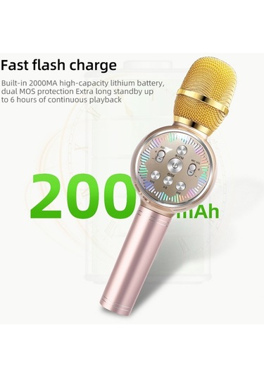 K2 Bluetooth 5.0 Karaoke Canlı Renkli Işıklar Kablosuz Bluetooth Mikrofon