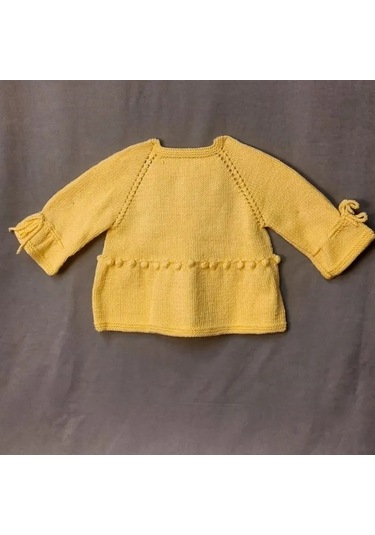 Uretti - Talia 8659 - 1599 El Örgüsü Kız Çocuk Sarı Hırka Ve Şapka Takım - 2 Yaş Sarı