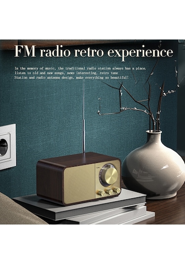Reedark Jy-66 Ahşap Kablosuz Bt5.0 Hoparlör Retro Klasik Soundbox Süper Bas Subwoofer Fm Radyo Desteği Tf U Disk Aux In Müzik Çalma