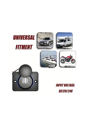 Xuweiwei Siyah 12-24v Dual Usb Hızlı Şarj Ağzı Araç Tekne Karavan Çakmaklık Paneli