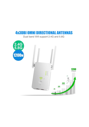 Geeksen Repeater Ac1200mbps Wifi Menzil Genişletici/tekrarlayıcı/yönlendirici