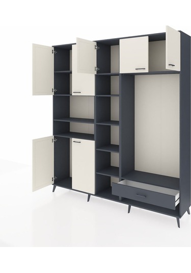 Hyperion Dolap 11 Raflı Tek Çekmeceli 7 Kapaklı 220x44x243 Antrasit-aytaşı/antrasit Aytası/antrasıt Hyperion Dolap 11 Raflı Tek Çekmeceli 7 Kapaklı 220x44x243 Antrasit-aytaşı/antrasit Aytası/antrasıt