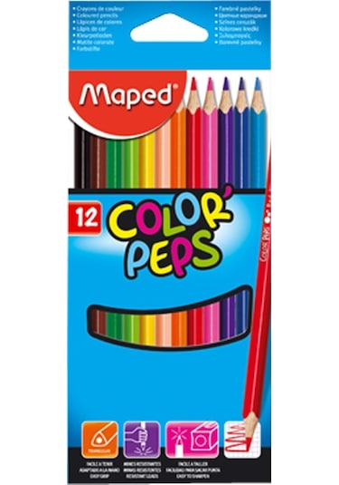 Maped Kuru Boya Karton Kutu Tam Boy Üçgen 12 Renk 183212
