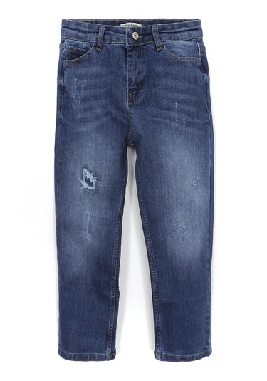 Erkek Çocuk Destroyed Jean Yırtık Kot Denim Pantolon Laci 2034 Lacivert