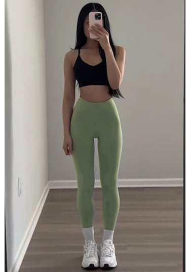 Madmext Fıstık Yeşili Yüksek Bel Kadın Tayt Mg2230 Fıstık Yeşili