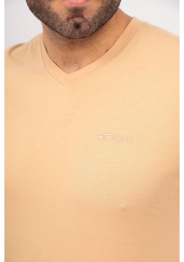 Fore Sport Erkek V Yaka T-shirt Bej