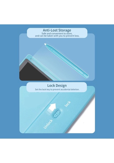Hombey 10.5 İnç Lcd Tek Renkli Çizim Tahtası - Çocuklar İçin Tuval - Tek Tuşla Silme Ve Kilitleme Özelliği - Taşınabilir Akıllı Siyah Tahta Cr2025 Pil Dahil Siyah