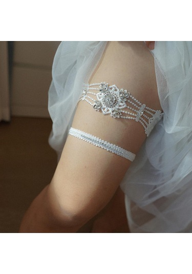 Suntek Parti Sahne Kadınlar Için Rhinestones Ile 2 Adet 42-50cm Beyaz