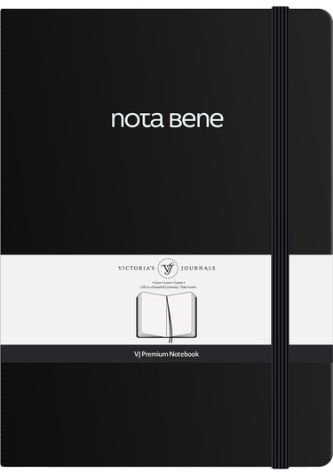Nota Bene Premium Sert Kapak Defter, 21x29 Cm, Çizgili Siyah