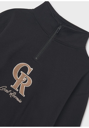 Mayoral Siyah Kız Çocuk Kabartmalı Sweatshirt 7424 Siyah