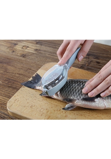 Ev Manuel Balık Pulu Kazıyıcı Temizleme Aracı Kapaklı Mavi 02