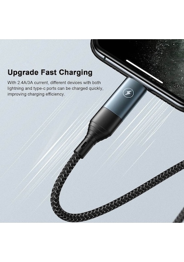 Willowhaven Remax Rc-011 4'lu Usb Kablosu: 3a Hızlı Şarj, 480mbps Aktarım, Type-c/lightning, Dayanıklı Dokuma - Siyah