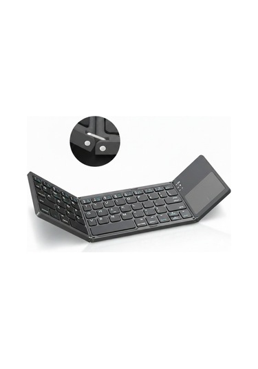 Touchpad'li 3'e Katlanabilir Bluetooth Klavye - Çoklu Cihaz Destekli Ultra İnce Seyahat Klavyesi
