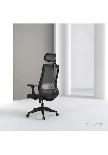 Sunset Fileli Oynar Kollu Ofis Yönetici Çalışma Koltuğu Siyah