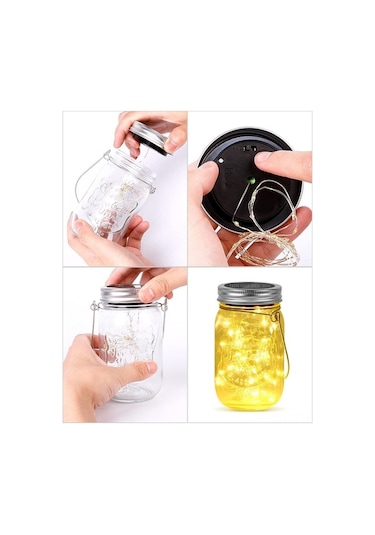 Besthome1 Güneş Enerjili Dekoratif Mason Kavanoz Lambası - 2'li Set, Ip65 Su Geçirmez, 50.000 Saat Ömür