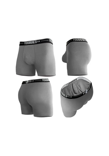 Yohannes Club, Erkek Özel Bölmeli Pamuklu Boxer, Renk Seçenekli, Tekli Paket Gri