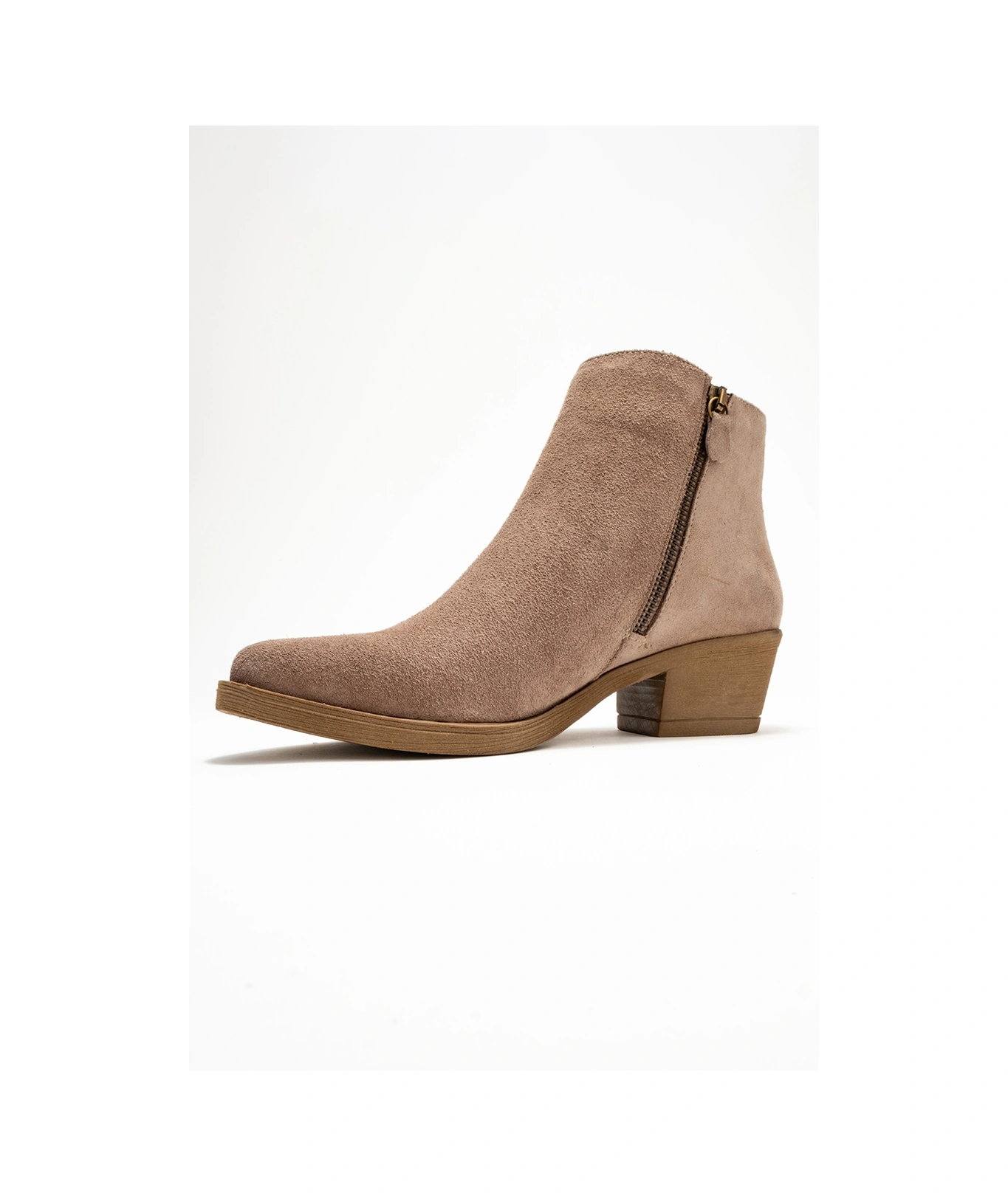 Jayer Vizon Süet Hakiki Deri Fermuarlı Kadın Topuklu Bot VIZON SÜET