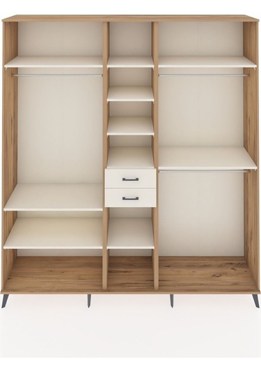 Hyperion Dolap 10 Raflı 2 Çekmeceli 3 Askılı 220x44x243 Çam-aytaşı/aytaşı Aytası/aytası