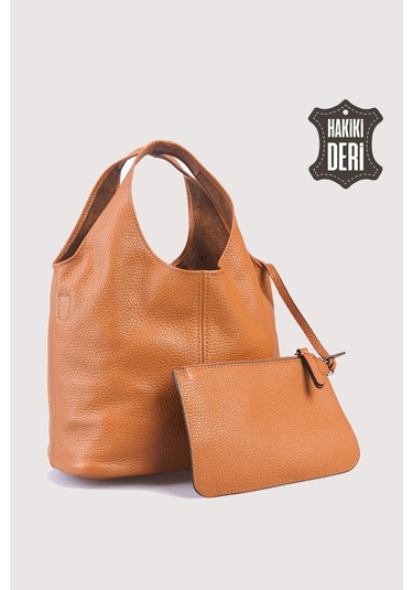 Hakiki Deri Kadın El Çantası Taba Smr9200 Taba