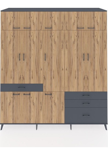 Kronos Dolap 8 Raflı 4 Çekmeceli 3 Askılı 220x59x243 Antrasit-çam/antrasit Atlas Çam/antrasıt Kronos Dolap 8 Raflı 4 Çekmeceli 3 Askılı 220x59x243 Antrasit-çam/antrasit Atlas Çam/antrasıt