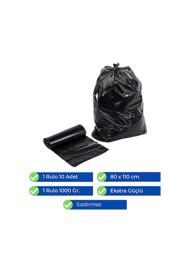 Newtechplast Endüstriyel Kalın Jumbo Çöp Torbası 1 KG x 10 Rulo