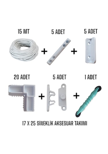 17x25 Sineklik Aksesuar Takımı Kolay Montaj, Dayanıklı Malzeme