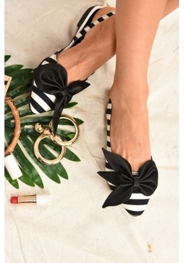 Fox Shoes Siyah/Beyaz Kumaş Kadın Babet H726809004 Beyaz