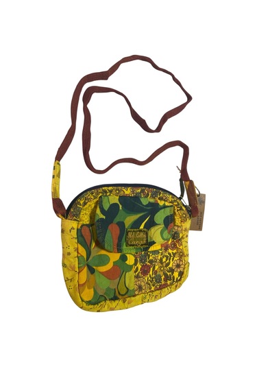 Vintage Salaş Renkli Küçük Boy Uzun Askılı Günlük Çapraz Postacı Omuz Çantası 22 Cm X 15 Cm Yeşil - Sarı