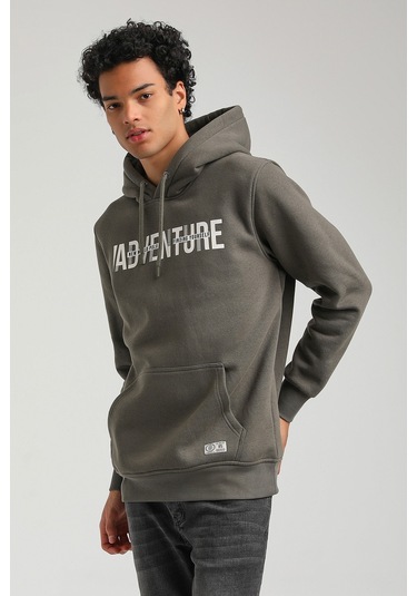 Kapüşonlu Haki Slim Fit Hoodie 23fwm64047-haki Haki