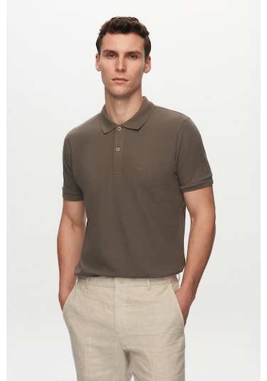 Ds Damat Regular Fit Antrasit Pike Dokulu %100 Pamuk Kıvrılmaz Polo Yaka Nakışlı T-Shirt 4HC14ORT51000 Antrasit