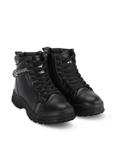 Esm Hertha Fermuarlı Kısa Bilek Kadın Bot Siyah