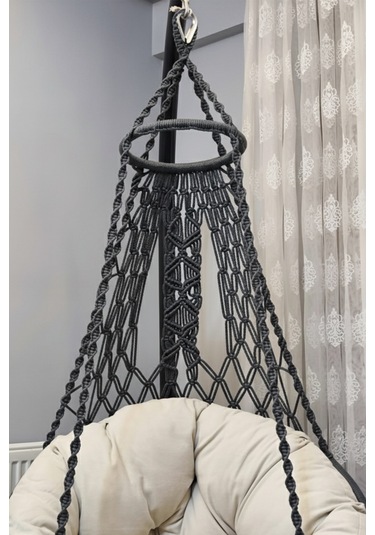 Tek Kişilik Makrome El Örgüsü Salıncak Mis38002antrasit Sadece Salıncak Antrasit Gri