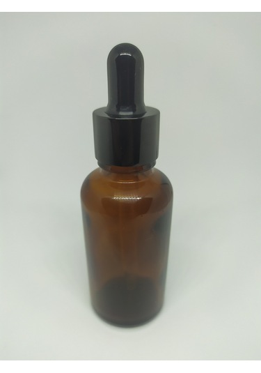 30Ml Cam Amber Siyah Metal Kapak İnce Cam Damlalıklı (10 Adet)