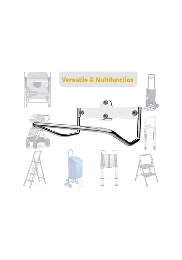 Pazly Ağır Hizmet Garaj Depolama Merdiveni - Paslanmaz Çelik, 20.32x19.05cm, Katlanabilir, Uzay Tasarrufu, Duvar Braketli, Garaj İçin