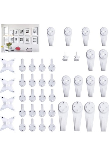 Ulzyvf 40 Adet Görünmez Çivi Askılı Resim Kancası - 35 Kg Kapasiteli Diğer