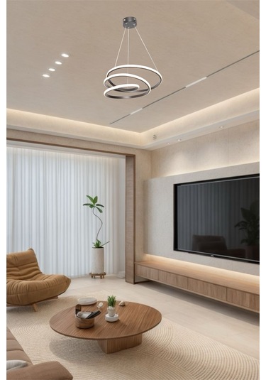 Ey Shop Space Model 3 Renk Kumandalı Beyaz&sarı&günışığı Led Avize Siyah