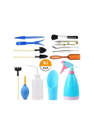 Pazly 14 Parça Sukulent Ekim Seti, Bahçe Peyzaj Ve Çiçek Dikim Araçları, Mavi