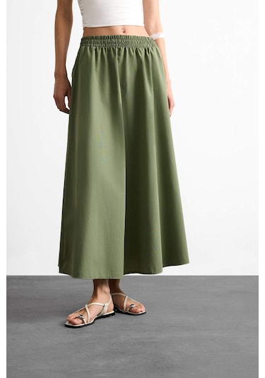 Defacto Esnek Belli Cepli Maxi Etek F7897ax25smkh258 Haki