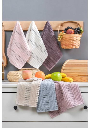 6 Lı Soft Touch Mutfak Pamuklu Havlu Seti 30x50 Cm Beyaz
