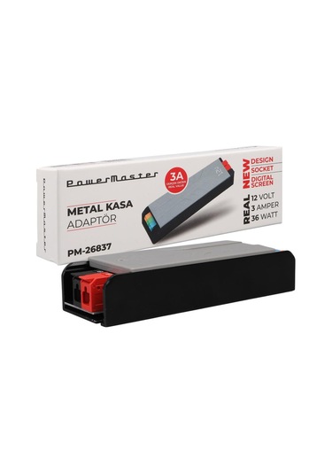 Ayt Powermaster Pm-26837 12 Volt 3 Amper 36 Watt Slim Metal Kasa Adaptör Voltaj Göstergeli 128x42x27mm