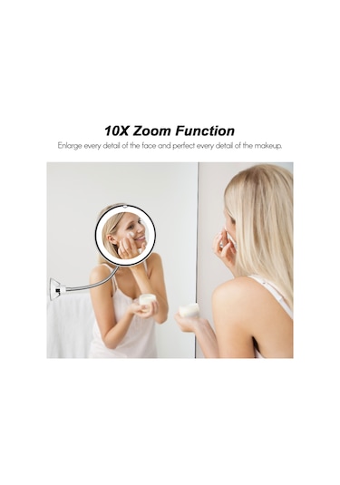 Vkemall 10x Büyüteçli Makyaj Aynası, Led Ayna Ayarlanabilir Esnek Kaz Boynu Kilitli Emiş