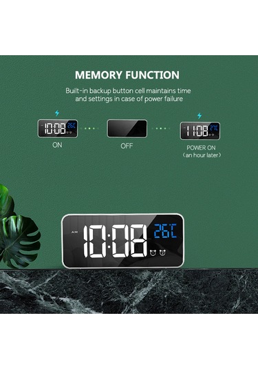 Dofolink Led Müzik Saat, Akıllı Ses Kontrol, 2 Alarm Ayarı, 4 Seviye Parlaklık, Gümüş/beşik/siyah, İçin Li-poly Batarya