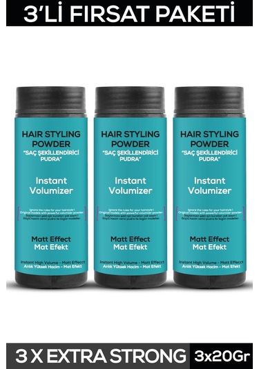 Fontenay Saç Şekillendirici Pudra Toz Wax Mat Effect Mavı 20gr X3 + Şekil Tarağı 4'lü Set